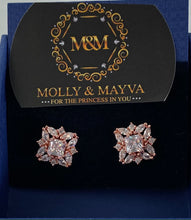 Load image into Gallery viewer, Women White/Rose Gold Plated Square American Diamond Earrings Anniversary Birthday Valentines Day Mothers day Jewelry Gifts for Her Wife Girlfriend