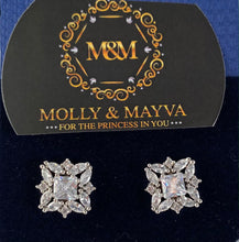 Load image into Gallery viewer, Women White/Rose Gold Plated Square American Diamond Earrings Anniversary Birthday Valentines Day Mothers day Jewelry Gifts for Her Wife Girlfriend