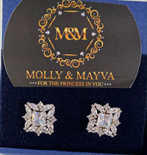 Load image into Gallery viewer, Women White/Rose Gold Plated Square American Diamond Earrings Anniversary Birthday Valentines Day Mothers day Jewelry Gifts for Her Wife Girlfriend