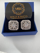 Load image into Gallery viewer, Women White/Rose Gold Plated Square American Diamond Earrings Anniversary Birthday Valentines Day Mothers day Jewelry Gifts for Her Wife Girlfriend