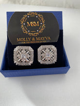 Load image into Gallery viewer, Women White/Rose Gold Plated Square American Diamond Earrings Anniversary Birthday Valentines Day Mothers day Jewelry Gifts for Her Wife Girlfriend