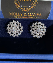 Load image into Gallery viewer, Women White/Rose Gold Plated Flower American Diamond Earrings Anniversary Birthday Valentines Day Mothers day Jewelry Gifts for Her Wife Girlfriend