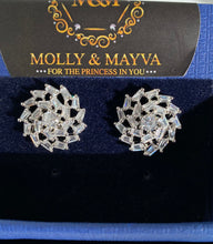 Load image into Gallery viewer, Women White/Rose Gold Plated Flower American Diamond Earrings Anniversary Birthday Valentines Day Mothers day Jewelry Gifts for Her Wife Girlfriend