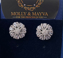 Load image into Gallery viewer, Women White/Rose Gold Plated American Diamond Earrings Anniversary Birthday Valentines Day Mothers day Jewelry Gifts for Her Wife Girlfriend