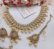 Load image into Gallery viewer, BANI Antique Gold Polki Kundan Necklace Set - Gold