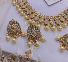 Load image into Gallery viewer, BANI Antique Gold Polki Kundan Necklace Set - Gold