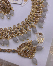 Load image into Gallery viewer, BANI Antique Gold Polki Kundan Necklace Set - GREY