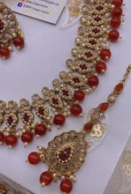 Load image into Gallery viewer, BANI Antique Gold Polki Kundan Necklace Set - MAROON
