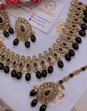 Load image into Gallery viewer, BANI Antique Gold Polki Kundan Necklace Set - BLACK