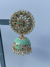 Load image into Gallery viewer, Akshara Hand Painted Polki Jhumki Earrings