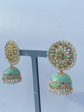 Load image into Gallery viewer, Akshara Hand Painted Polki Jhumki Earrings