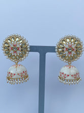 Load image into Gallery viewer, Akshara Hand Painted Polki Jhumki Earrings