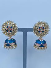 Load image into Gallery viewer, Akshara Hand Painted Polki Jhumki Earrings