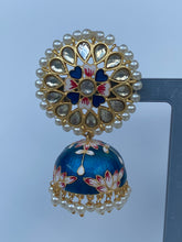 Load image into Gallery viewer, Akshara Hand Painted Polki Jhumki Earrings