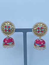 Load image into Gallery viewer, Akshara Hand Painted Polki Jhumki Earrings