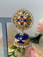 Load image into Gallery viewer, Akshara Hand Painted Polki Jhumki Earrings