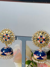 Load image into Gallery viewer, Akshara Hand Painted Polki Jhumki Earrings