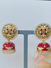 Load image into Gallery viewer, Akshara Hand Painted Polki Jhumki Earrings