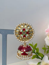 Load image into Gallery viewer, Akshara Hand Painted Polki Jhumki Earrings