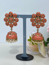 Load image into Gallery viewer, Amaya Hand Painted Polki Jhumki Earrings