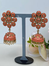 Load image into Gallery viewer, Amaya Hand Painted Polki Jhumki Earrings