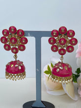 Load image into Gallery viewer, Amaya Hand Painted Polki Jhumki Earrings