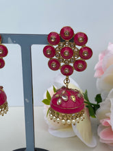 Load image into Gallery viewer, Amaya Hand Painted Polki Jhumki Earrings