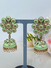 Load image into Gallery viewer, Amaya Hand Painted Polki Jhumki Earrings
