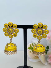 Load image into Gallery viewer, Amaya Hand Painted Polki Jhumki Earrings