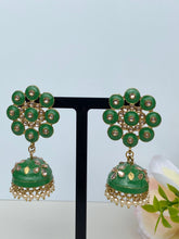 Load image into Gallery viewer, Amaya Hand Painted Polki Jhumki Earrings