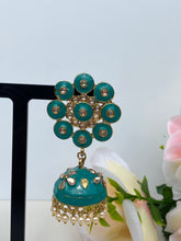 Load image into Gallery viewer, Amaya Hand Painted Polki Jhumki Earrings