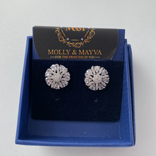 Load image into Gallery viewer, Women White/Rose Gold Plated American Diamond Earrings Anniversary Birthday Valentines Day Mothers day Jewelry Gifts for Her Wife Girlfriend