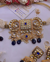 Load image into Gallery viewer, Navy Beautiful INDIAN KUNDAN NECKLACE,Kundan Necklace Set