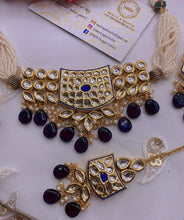 Load image into Gallery viewer, Navy Blue Beautiful INDIAN KUNDAN NECKLACE,Kundan Necklace Set
