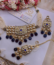 Load image into Gallery viewer, Navy Blue Beautiful INDIAN KUNDAN NECKLACE,Kundan Necklace Set