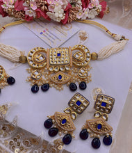Load image into Gallery viewer, Navy Beautiful INDIAN KUNDAN NECKLACE,Kundan Necklace Set