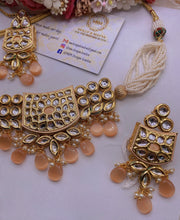 Load image into Gallery viewer, Beautiful PEACH INDIAN KUNDAN NECKLACE,Kundan Necklace Set