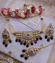 Load image into Gallery viewer, Navy Blue Beautiful INDIAN KUNDAN NECKLACE,Kundan Necklace Set