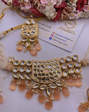 Load image into Gallery viewer, Beautiful PEACH INDIAN KUNDAN NECKLACE,Kundan Necklace Set