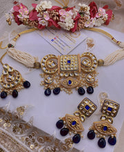 Load image into Gallery viewer, Navy Beautiful INDIAN KUNDAN NECKLACE,Kundan Necklace Set