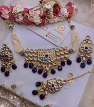Load image into Gallery viewer, Navy Blue Beautiful INDIAN KUNDAN NECKLACE,Kundan Necklace Set