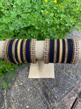 Load image into Gallery viewer, Antique gold and Navy Bangles set
