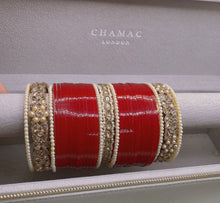 Load image into Gallery viewer, UNIQUE TRADITIONAL RED CHOORA BANGLES SET
