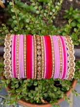 Load image into Gallery viewer, Red and pink customised BANGLE SET
