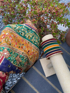 Yellow, blue and green Bangles set