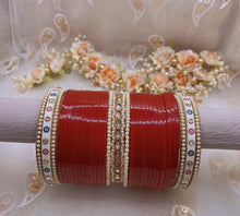 Load image into Gallery viewer, TRADITIONAL RED CHOORA BANGLES SET
