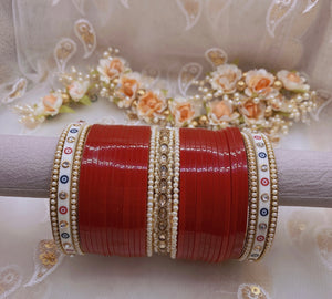 TRADITIONAL RED CHOORA BANGLES SET