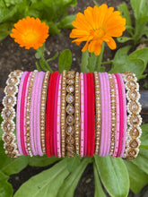 Load image into Gallery viewer, Red and pink customised BANGLE SET
