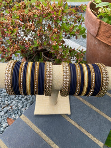 Antique gold and Navy Bangles set