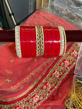 Load image into Gallery viewer, UNIQUE STYLISH  TRADITIONAL RED CHOORA BANGLES SET
